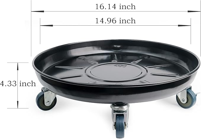 Plant Caddy with Wheels 16 Inch 3 Pack, Heavy Duty Metal Plant Stand & Dolly with Lockable Casters, Holds 230 lbs for Indoor Outdoor Large Flower Pots, Black