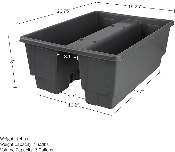 Railing Planter Box 2-Pack - 20.75-Inch Flower Boxes with Removable Drainage Inserts - 6-Gallon Outdoor Planters for Porch, Deck, or Balcony Decor, Fits Rail 3” - 4” by Pure Garden (Gray)