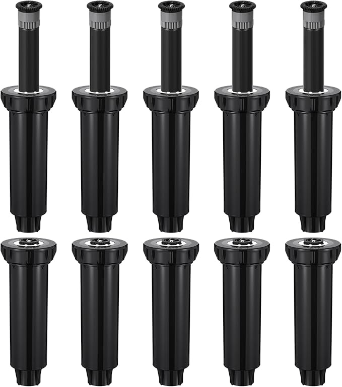 10 Pack Compatible with 1800 Series Pop up Sprinkler Heads 4 Inch Underground Spray Head, 0-360° Adjustable, Spray Radius 9-20 ft Irrigation Sprinkler for Lawn, Yard, Planter Bed, Garden