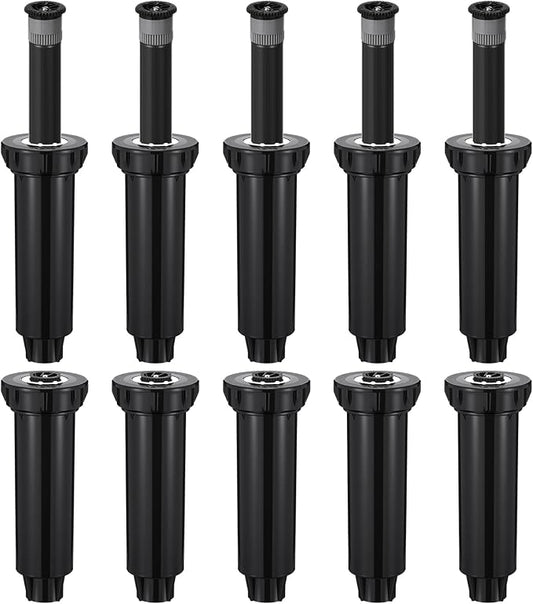 10 Pack Compatible with 1800 Series Pop up Sprinkler Heads 4 Inch Underground Spray Head, 0-360° Adjustable, Spray Radius 9-20 ft Irrigation Sprinkler for Lawn, Yard, Planter Bed, Garden