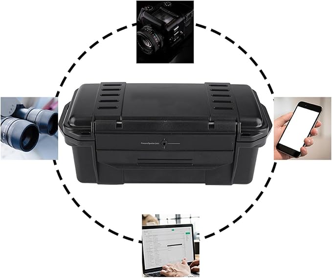 Waterproof Storage Box, Black Waterproof Storage Containers Storage Bin Portable Weatherproof Shockproof Airtight Survival Box Lightweight for Fishing Camping Hiking Outdoor Activities