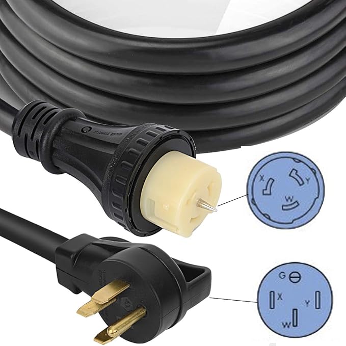 50 Amp Generator Extension Cord, 13FT STW 6/3 + 8/1 Power Cord N14-50P & SS2-50R & CS6364 Twist Lock Connectors