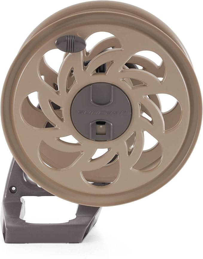 Suncast 2 Pack CPLSTA125B 125' Wall-Mounted Side Tracker Garden Hose Reel for 5/8" Hose with Guide for Patio or Garden, Dark Taupe