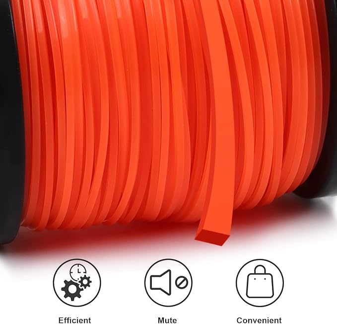 Viabrico String Trimmer Line, Square Orange Heavy Duty Weed Eater String, Premium Nylon Universal 0.095" x 1.7LB, 330Foot