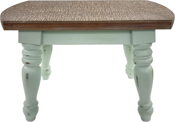 dwellington Farmhouse Wooden Plant Stand - Rustic Solid Wood Design, 300lb Capacity, Sturdy Step Stool for Kids, Kitchen, Bathroom, Vintage Home Decor(Green)