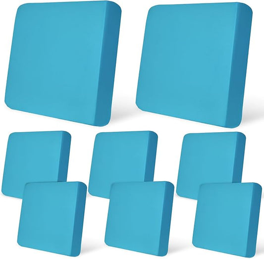 pickyNproud 8Pcs Patio Cushion Covers Stretch Outdoor Couch Cushions Slipcovers Replacement Washable Furniture Protector with Elastic Bottom Sofa Chair Seat Cover, Aqua Blue