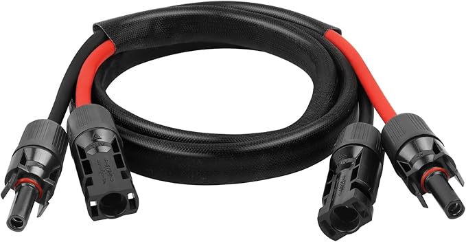 10AWG Solar Cable - 3FT Solar Panel Extension Cord 10 Gauge PV Wire with Flame Retardant Protective Sleeving Female & Male Waterproof Connector for RV, Photovoltaic Systems, Solar Panels (3 Feet)