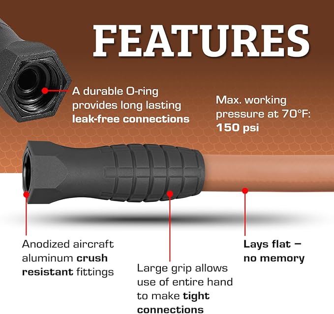 Flexzilla Colors SwivelGrip Garden Hose 5/8 in. x 5 ft., Lightweight All-Weather Water Hose, Durable and Flexible, Leak-Free Connections, Red Clay