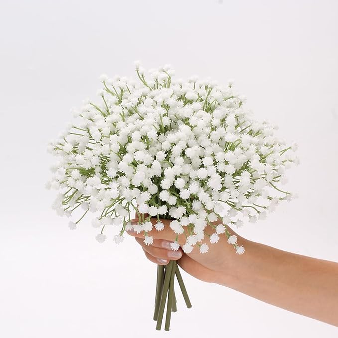 Baby's Breath Artificial Flowers Bulk 10 Pack (30pcs) Faux Baby Breath Plastic Flower Fake Gypsophila Flower Arrangement for Crafts Fake Flowers Bouquet for Wedding Centerpieces White Baby Breath