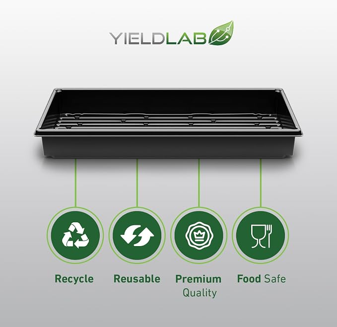 10x20 Inch Black Plastic 100 Pack Plant Propagation Tray – Growing Trays for Garden, Planting, Seedling, Soil & Hydroponic Horticulture - Microgreen Trays Grow Plants - No Drain Holes