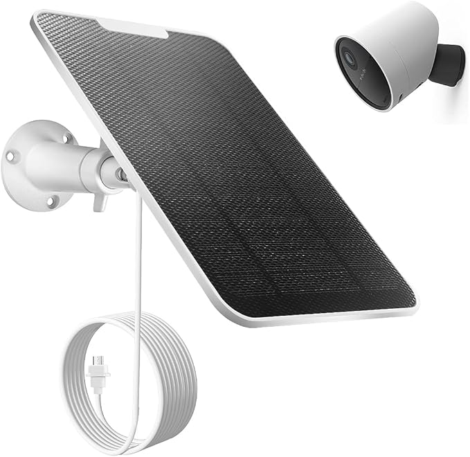 4W Solar Panel Charging Compatible with SimpliSafe Outdoor Security Camera, with Charging Cable, IP66 Weatherproof,Includes Wall Mount(White)