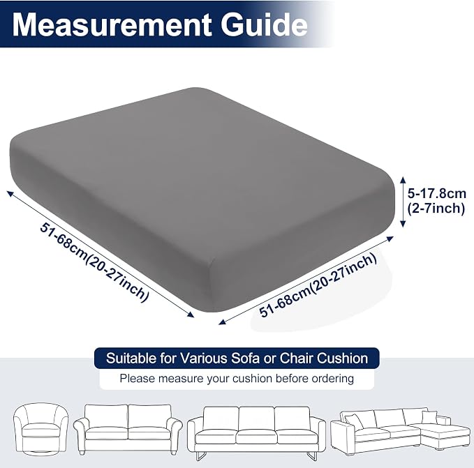 Smiry Waterproof Patio Cushion Covers, Stretch Outdoor Couch Slipcovers Replacement Washable Furniture Protector Sofa Chair Seat Cover for Dogs and Pets (12 Pcs, Grey)