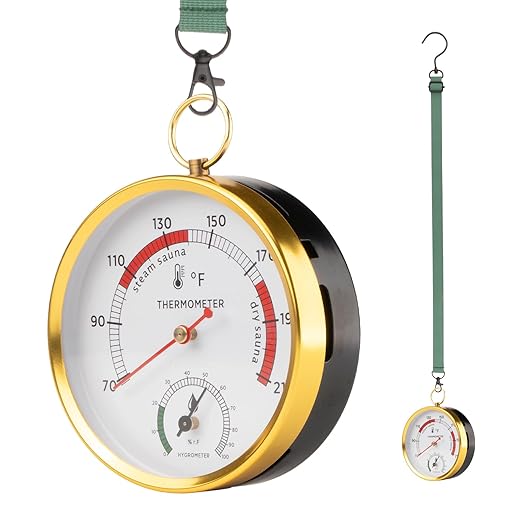 Andelov Sauna Thermometer and Hygrometer (Fahrenheit) with Lanyard Mount, Portable Temperature & Humidity Monitor for Steam Sauna Box, Infrared/Indoor/Home Sauna Accessories