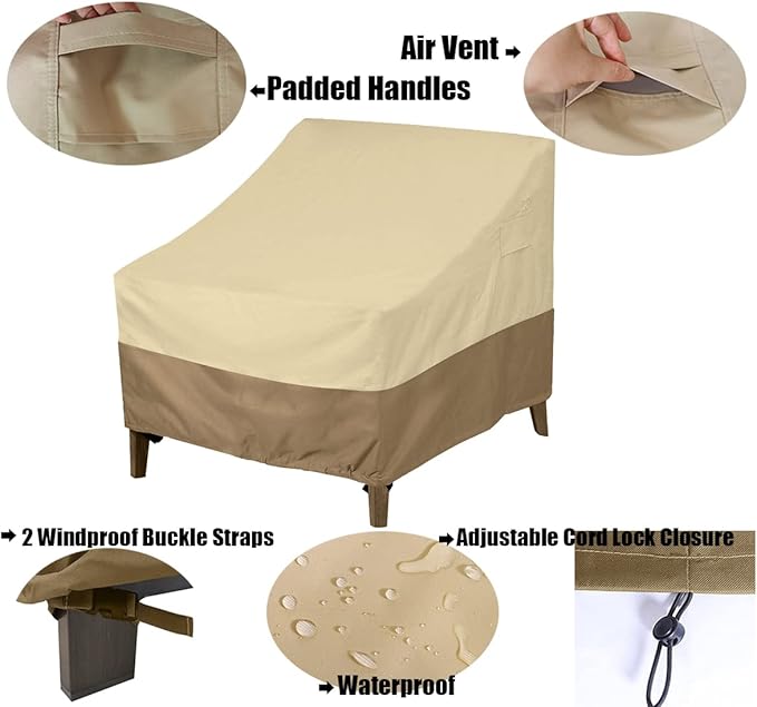 Outdoor Patio Furniture Lounge Chair/Club Chair Cover, Durable and Waterproof Large Covers for Outdoor Furniture Single Sofa
