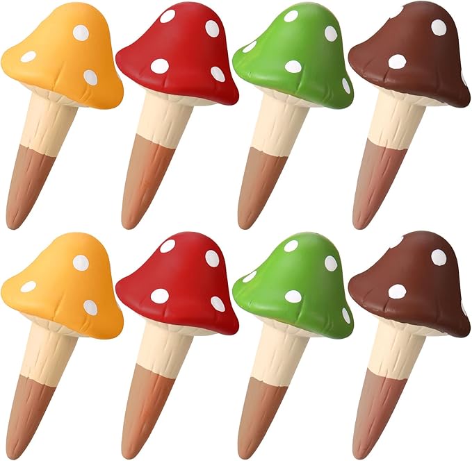 8 Pcs Plant Self Watering Spikes Mushroom Watering Globes Planter Insert Terracotta Plant Watering Devices Automatic Self Water Stakes Garden Waterer for Indoor Outdoor