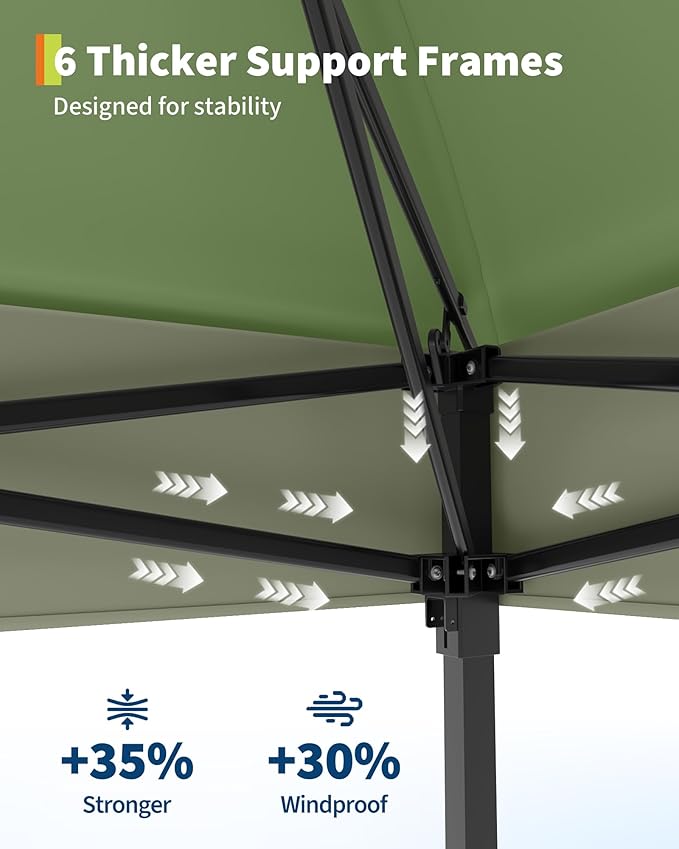 GarveeLife Canopy Tent 12x12 ft, Pop Up Gazebo One-Push Setup with 4 SandBags for Backyard Parties and BBQs, Mosquito Netting & Height Adjustable - Olive Green