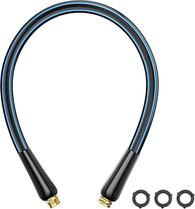 Besiter Short Garden Hose 3FT: Water Hose Lightweight with Double Copper Fittings - Flexible Swivel Leak-Free Quick Connections 5/8" - Hybrid Rubber Portable Hose for Garden Watering Car Pet Cleaning