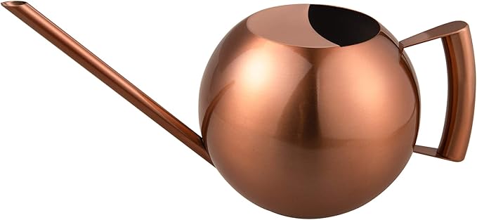 IMEEA 45oz/1.3Liter Metal Watering Cans for Indoor Plants Stainless Steel for Office Fish Bowl Shape (Copper Color)