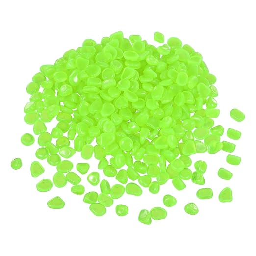 Glow in the Dark Stones, Luminous Pebbles Stones Glowing Rocks Decorative Light Up Pebbles 1000 Pcs & Green -Fitting for (Fish Tank/Outdoor Garden Decor/Yard/Walkway)
