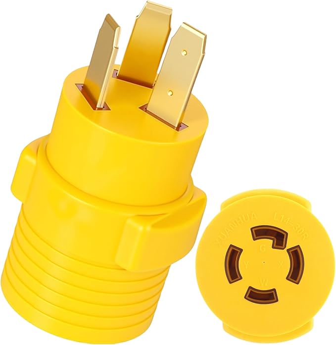 Kanayu NEMA 10-50P to L14-30R 30 Amp Dryer Adapter, 3 Prong Old Dryer Outlet to 3 Prong Locking Welder Plug Adapter Oven Stove Generator EV Charger