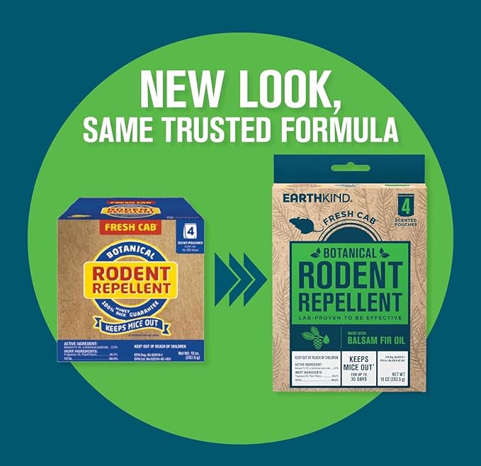 Fresh Cab Botanical Rodent Repellent - Environmentally Friendly, Keeps Mice Out, 16 Scent Pouches (4 Packs of 4)