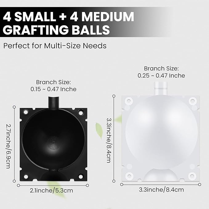 Air Layering Pods for Plant Propagation (4 Small + 4 Medium) – Reusable Rooting Balls with Automatic Lock, Plant Propagation Kit for Trees, Roses & Fruit Plants
