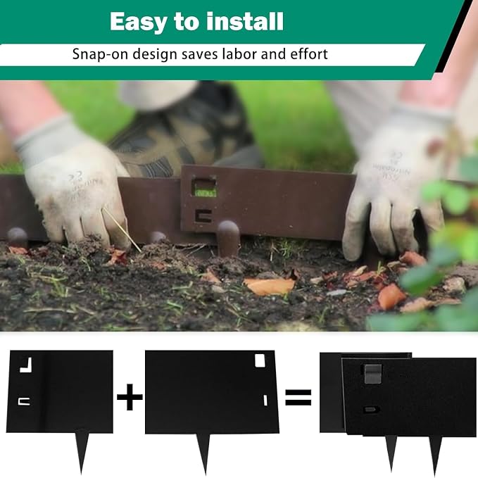 Metal Garden Edging 4.5"x40",Total 16.25ft Length Galvanized Steel Landscape Edging,Black Flexible Sidewalk Lawn Edging Border for Garden,Lawn,Flowerbed (5Pack)…