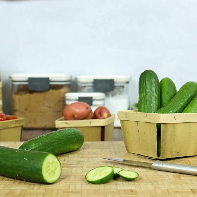 Set of 10 Quart Harvest Baskets – Small Wooden Fruit and Vegetable Baskets – Perfect for Farmer’s Markets, Harvesting, Gifting, and Décor
