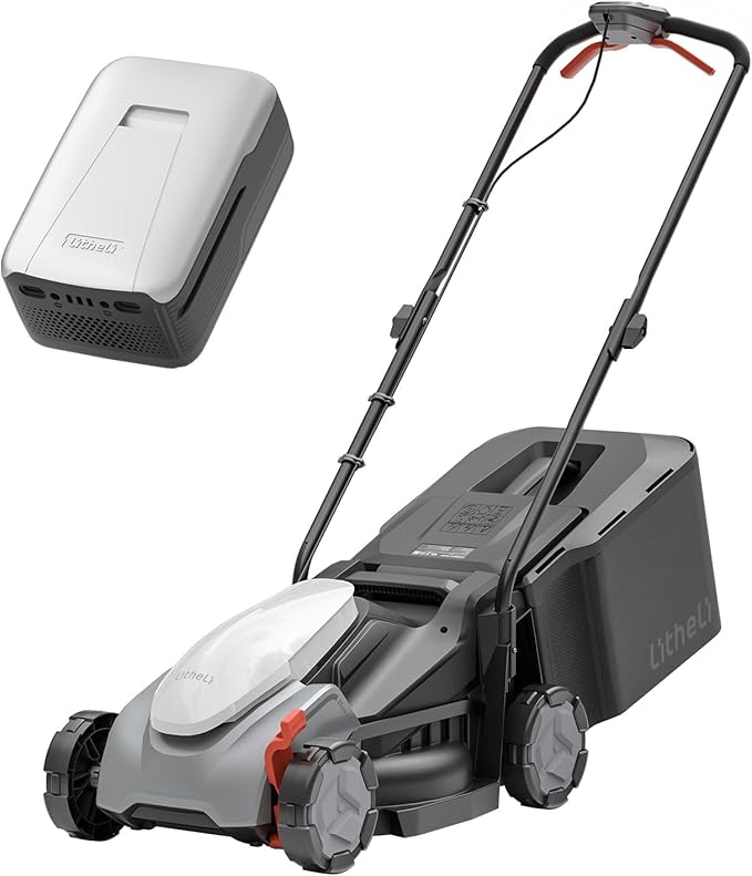 Litheli Cordless Lawn Mower 14 Inch, 5.0Ah Battery Powered Push Mower, Long-Running Battery Lawn Mower for Mid-Sized Lawn Care