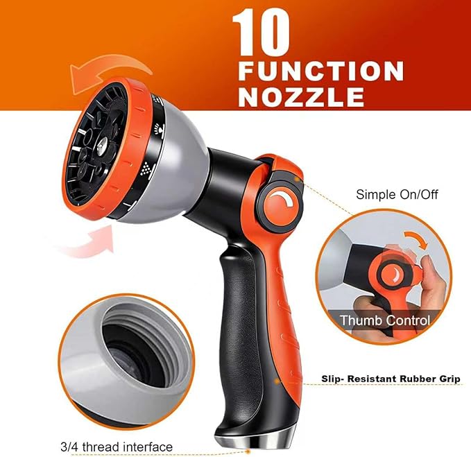 Garden Hose 50FT - 601PSI High Pressure, Kink-Free & Lightweight, Abrasion Resistant Water Hose for Car Wash, Lawn, Watering