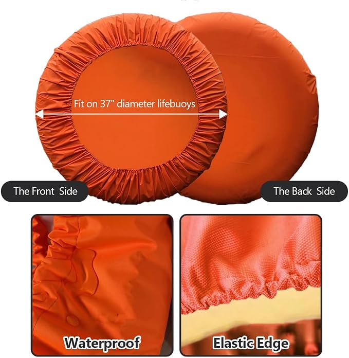 Boat Ring Life Buoy Cover - Swimming Pool Lifebuoy Protective Sleeves from Scuffs & Scratches Accessories, 37" Diameter