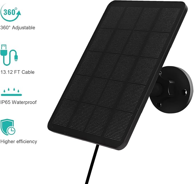 Solar Panel for Blink Camera Outdoor, Solar Panel 4W Compatible with Blink Outdoor 4 (4th Gen) Camera, Solar Charger for Camera with 13.12Ft Outdoor Power Cable, 360° Adjustable Mount, 3 Pack