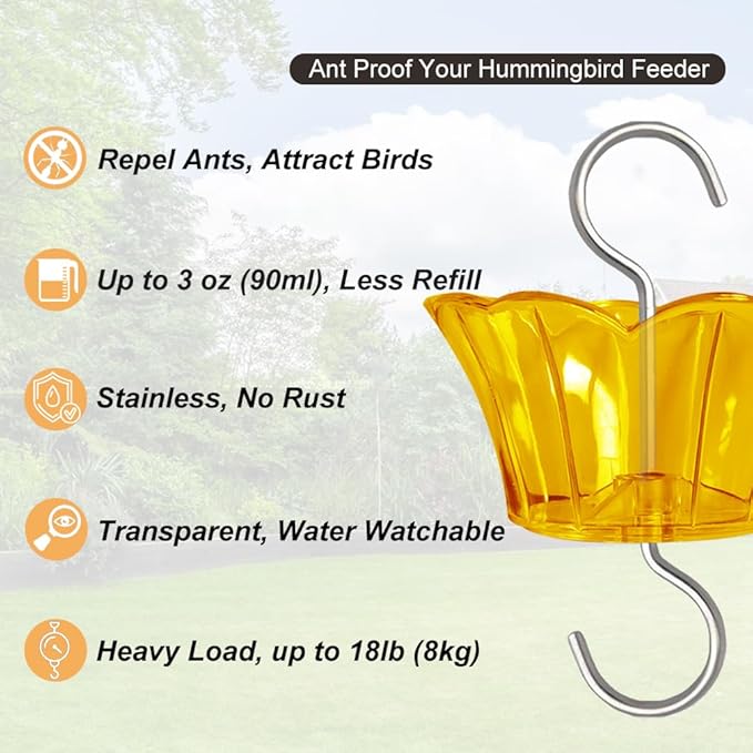 Ant Moat for Hummingbird Feeder - 3 OZ x 2 Pack Insect Guard with Large Capacity (Orange)