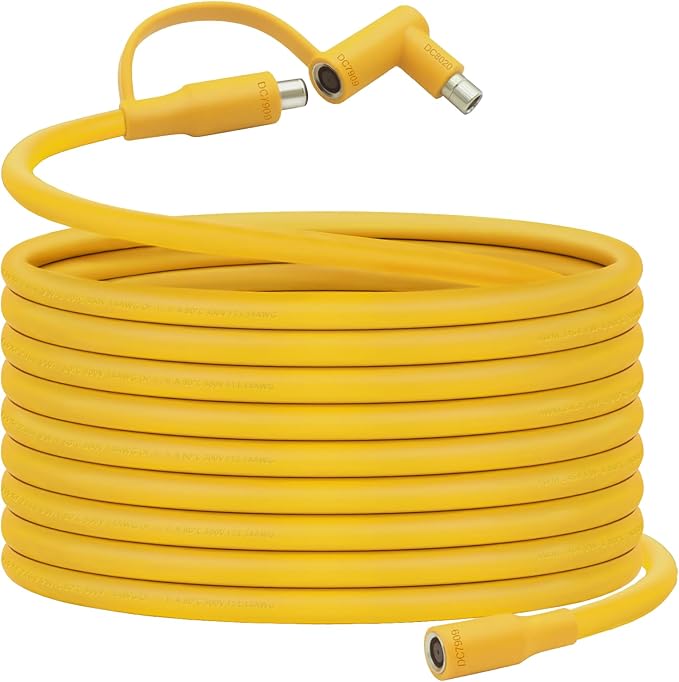 Solar Panel Extension Cable for Jackery 30FT, 14AWG 8mm DC Connector Compatible with Yeti, Anker, BLUETT, Jackery Portable Power Stations for Outdoor Camping, RV, Emergency Use (Yellow)