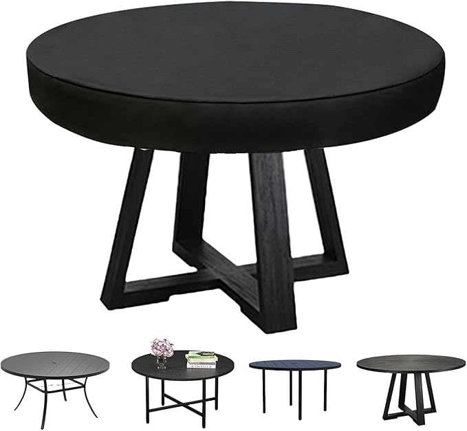 SUNICO Outdoor Round Dining Table Cover 60" Dia, Patio Table Cover Round for Patio Circle Coffee Table & Dining Table & Picnic Table.Windproof, Waterproof, Stain-Resistant, Durable Table Cover