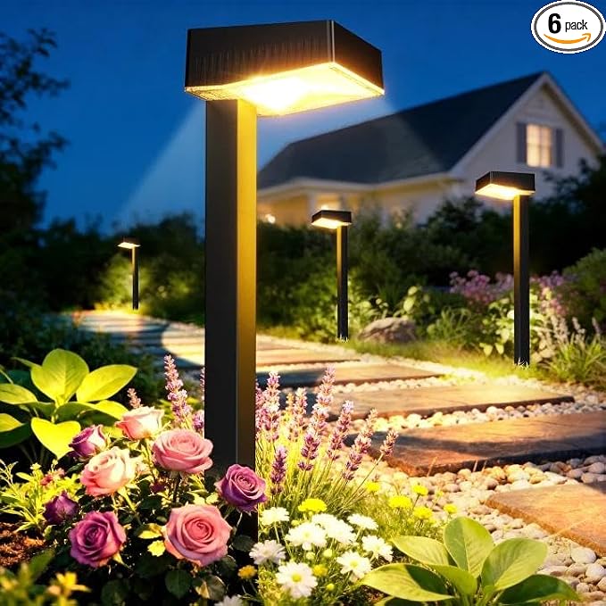 ELECLINK Solar Pathway Lights Outdoor, 6 Pack Garden Lights Solar Powered Path Lights with Larger LED Lens, 2 Light Modes Waterproof Outdoor Solar Light for Yard Driveway Walkway Landscape Patio Lawn