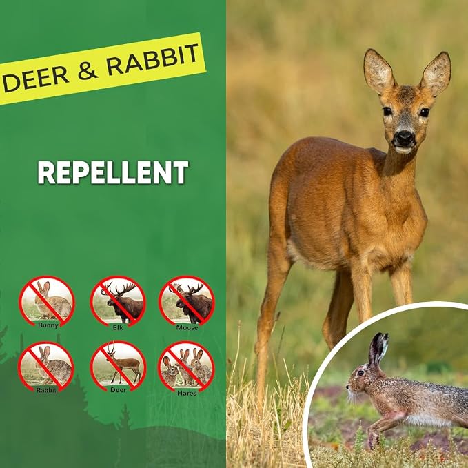 LAQDECDV Deer Repellent Outdoor, Rabbits Repellent, Deer and Rabbit Repellents for Plant, Deer Repellant for Garden, Deers Deterrent for Yard, Keep Deers Away from Flowers, Lasts Up to 60 Days-8P