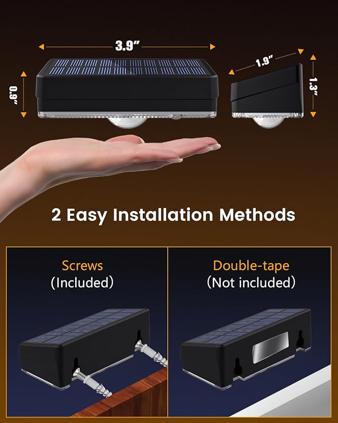 JOFIOS Solar Fence Lights Outdoor, 12 Pack, 50LM Ultra Bright, 3 Color Temperatures & RGB, IP65 Waterproof, Dusk-to-Dawn Solar Powered Fence Lights for Patio, Railing, Pool, Porch, Backyard(Black)