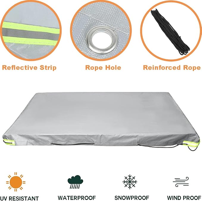 Trailer Cover for Lawn Tractor - Dustproof, Folding Cargo, Silver, 72x48x5in