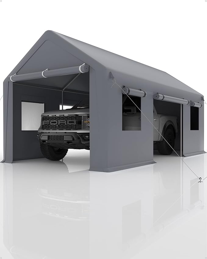 DEXSO 13 x 20 Zipper Door Replacement for Portable Carport Gray