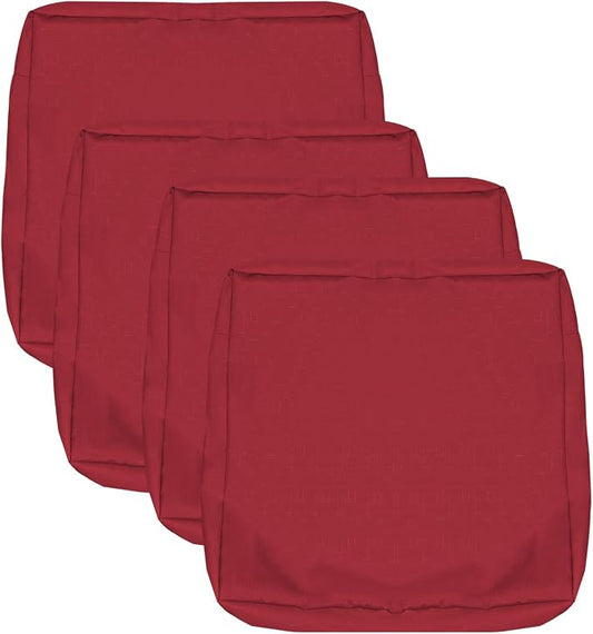 Patio Seat Cushion Covers,Washable Slip Covers Replacement,Waterproof Outdoor Furniture Chair Cushion Pillow Seat Cover for Couch,Garden,Sofa,Red,24"×22"×4"(4 Covers Only)