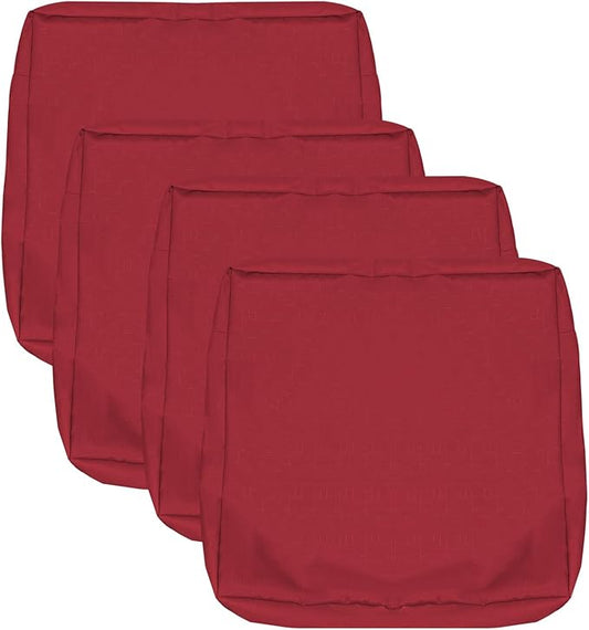 Patio Seat Cushion Covers,Washable Slip Covers Replacement,Waterproof Outdoor Furniture Chair Cushion Pillow Seat Cover for Couch,Garden,Sofa,Red,24"×24"×4"(4 Covers Only)