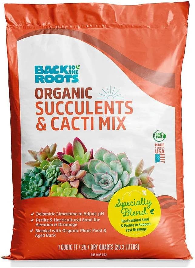 Back to the Roots 100% Organic Succulent & Cacti Mix (Value 25 Quart) | Made in the USA