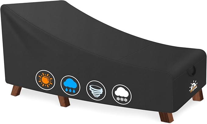 Zettum Outdoor Lounge Chair Cover - Waterproof Patio Chaise Lounge Chair Cover, 600D Heavy Duty Fade-Resistant Outdoor Seating Covers for Pool Lounge Chair, Lawn Bench Furniture 76 x 32 x 32 Inch