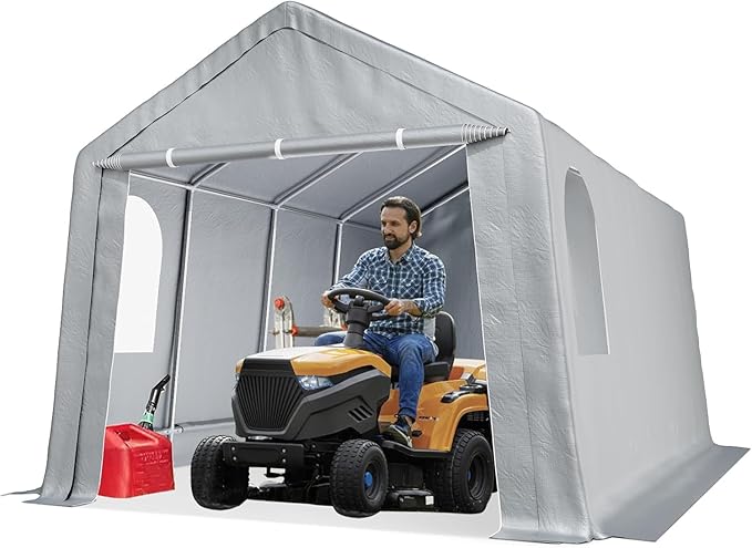 Carport 10x20 ft Heavy Duty Portable Garage, Car Canopy with Removable Doors, Portable Shed Car Shelter, All-Season Tarp for Boat Truck Motorcycle