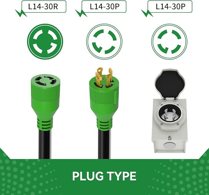 30 Amp Generator Cord 30FT and Power Inlet Box, Pre-Drilled 30 Amp Generator Inlet Box with Cord, NEMA L14-30P to L14-30R Generator Cord Waterproof Combo Kit, ETL Listed