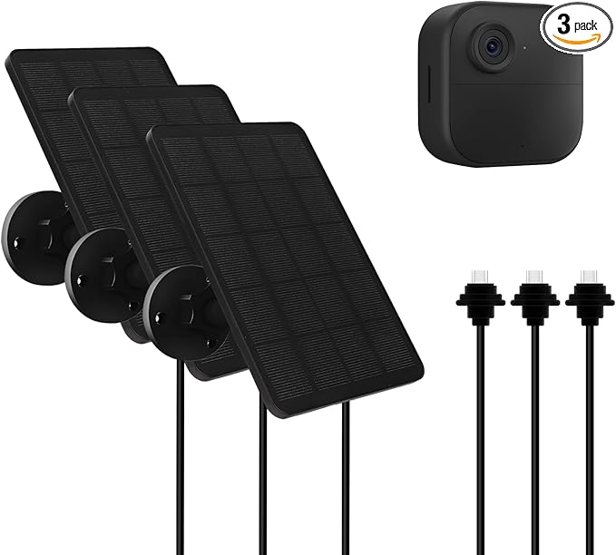 3 Pack Solar Panel for Blink Outdoor 4 (4th Gen) Camera, 4W Solar Panels with USB-C Port, Rubber Plug, IP65 Waterproof, 13.12Ft Cable