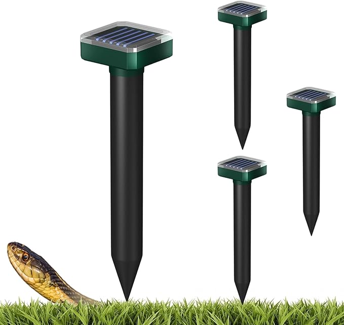 Snake Away for Outdoors, Solar Powered Snake Repellent for Yard - Sonic Snake Deterrent, Waterproof & Pet Safe for Garage, Lawn, Home Use (6)