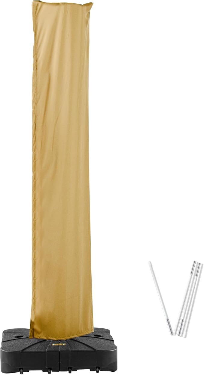 Patio Umbrella Cover Waterproof UV Resistant Outdoor Cantilever Umbrella Covers with Zipper and Rod, Khaki