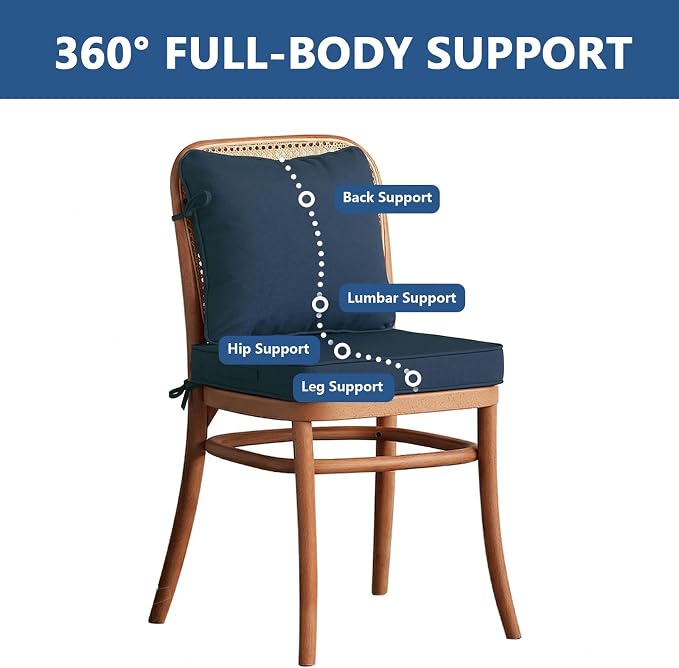 Goodgoods 19"x19" Outdoor Universal Cushion Set of 1 Water-Proof Stain-Resistant UV Resistant Weather Resistant High Resilience Foam Patio Cushions with Handles & Ties Navy Blue